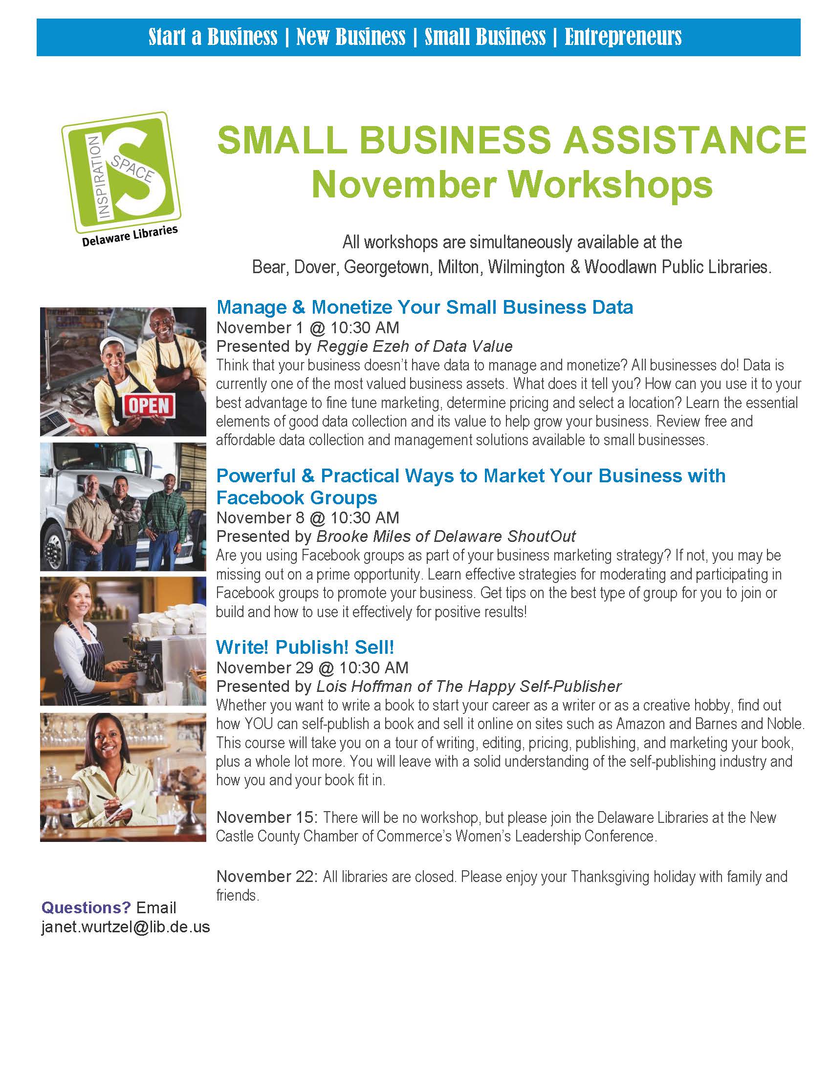 Small Business Assistance November Workshops