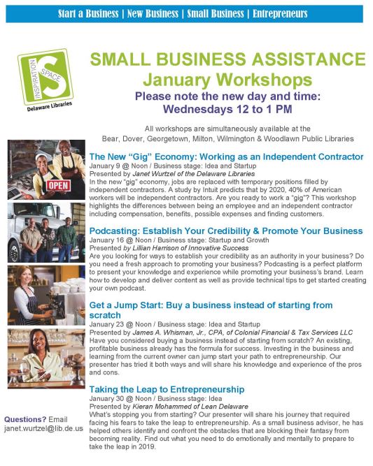 Small Business Assistance January  Workshops