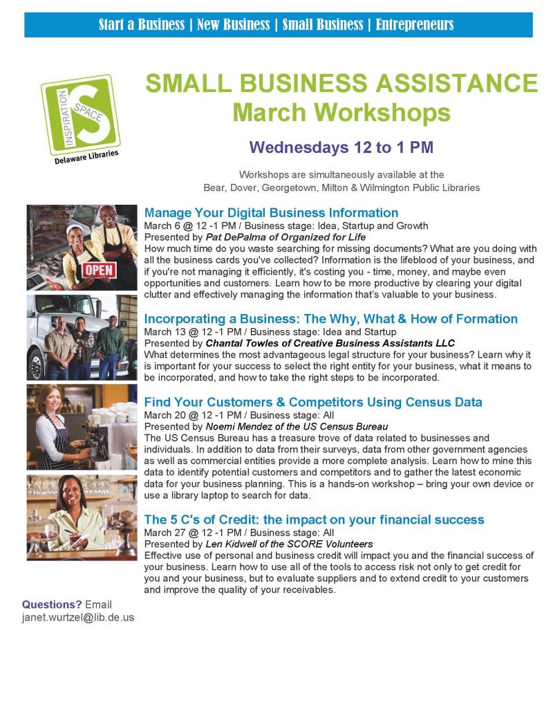 Small Business Assistance March Workshops