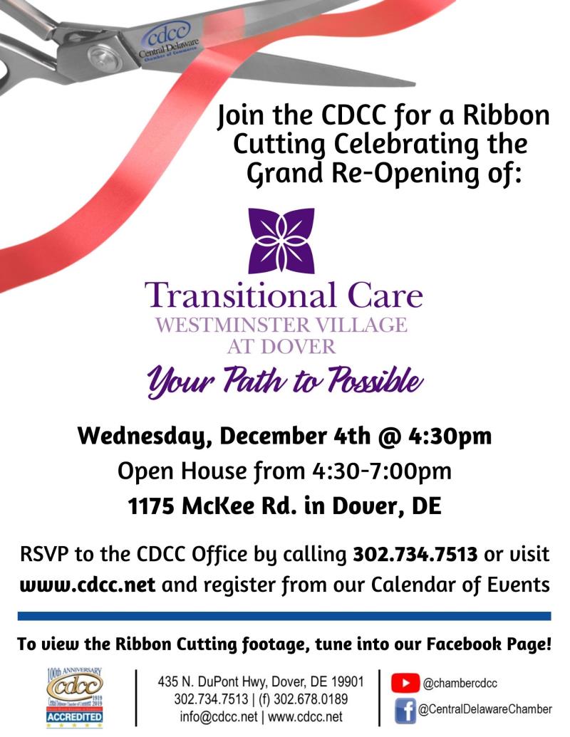 Ribbon Cutting - Transitional Care at Westminster Village