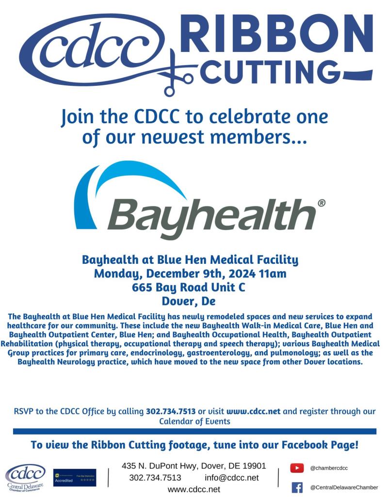 Ribbon Cutting - Bayhealth at Blue Hen Medical Facility