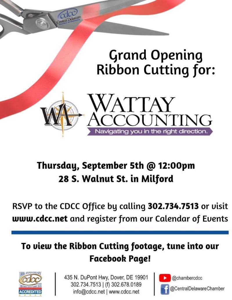 Ribbon Cutting - Wattay Accounting in Milford